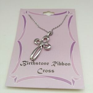 Birthstone ribbon cross necklace